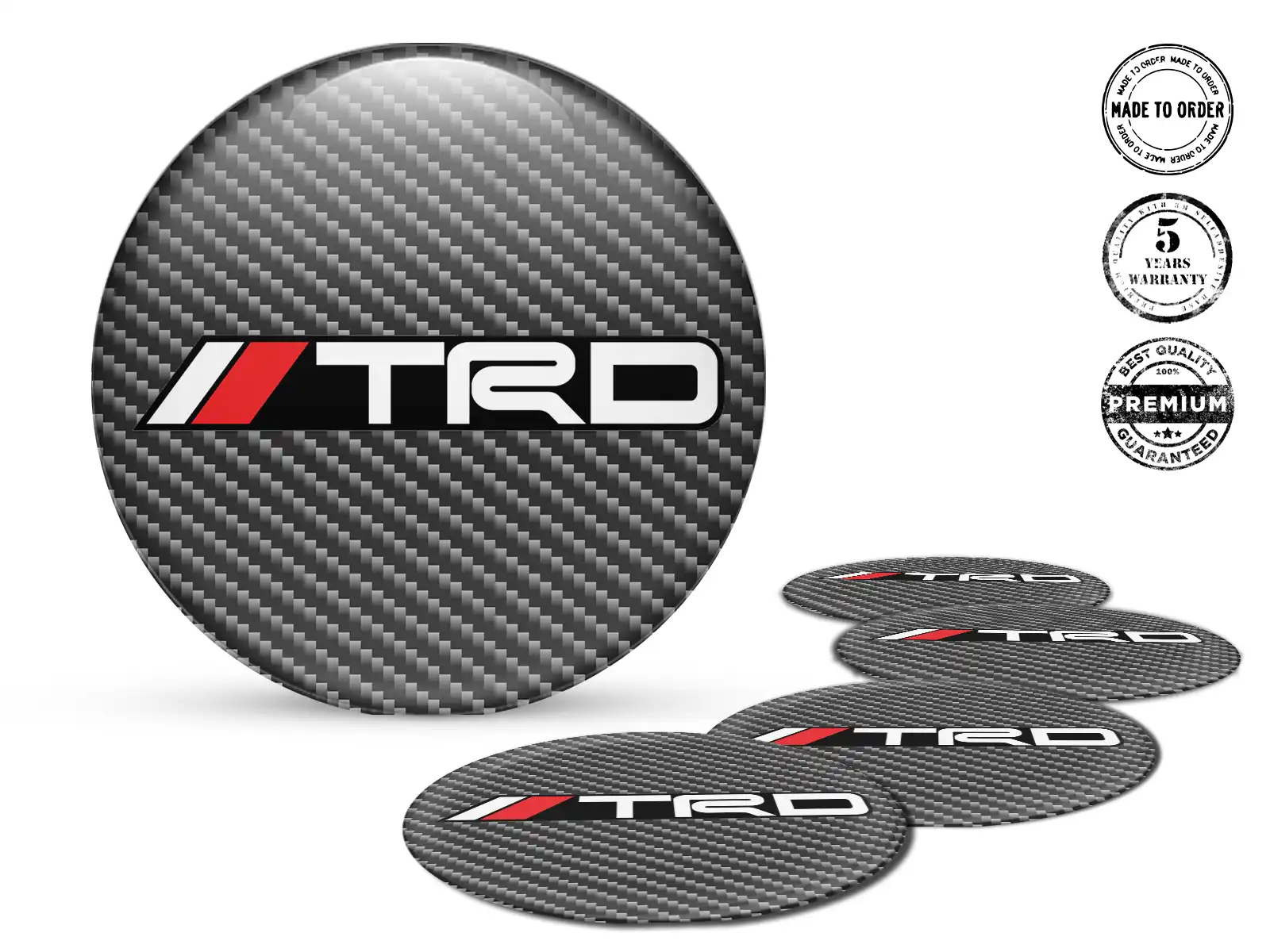 Toyota TRD Pegatinas de Aro Estilo Insignias Bombadas Tapacubos